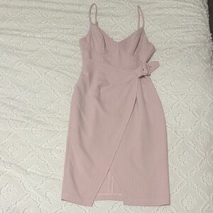 Elegant Pink Belted Midi Dress